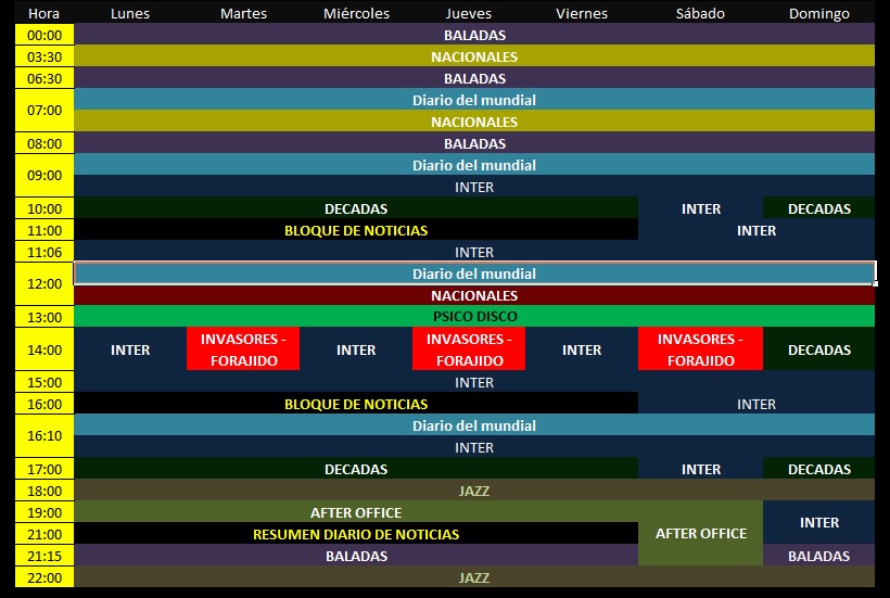 Grilla junio 2026